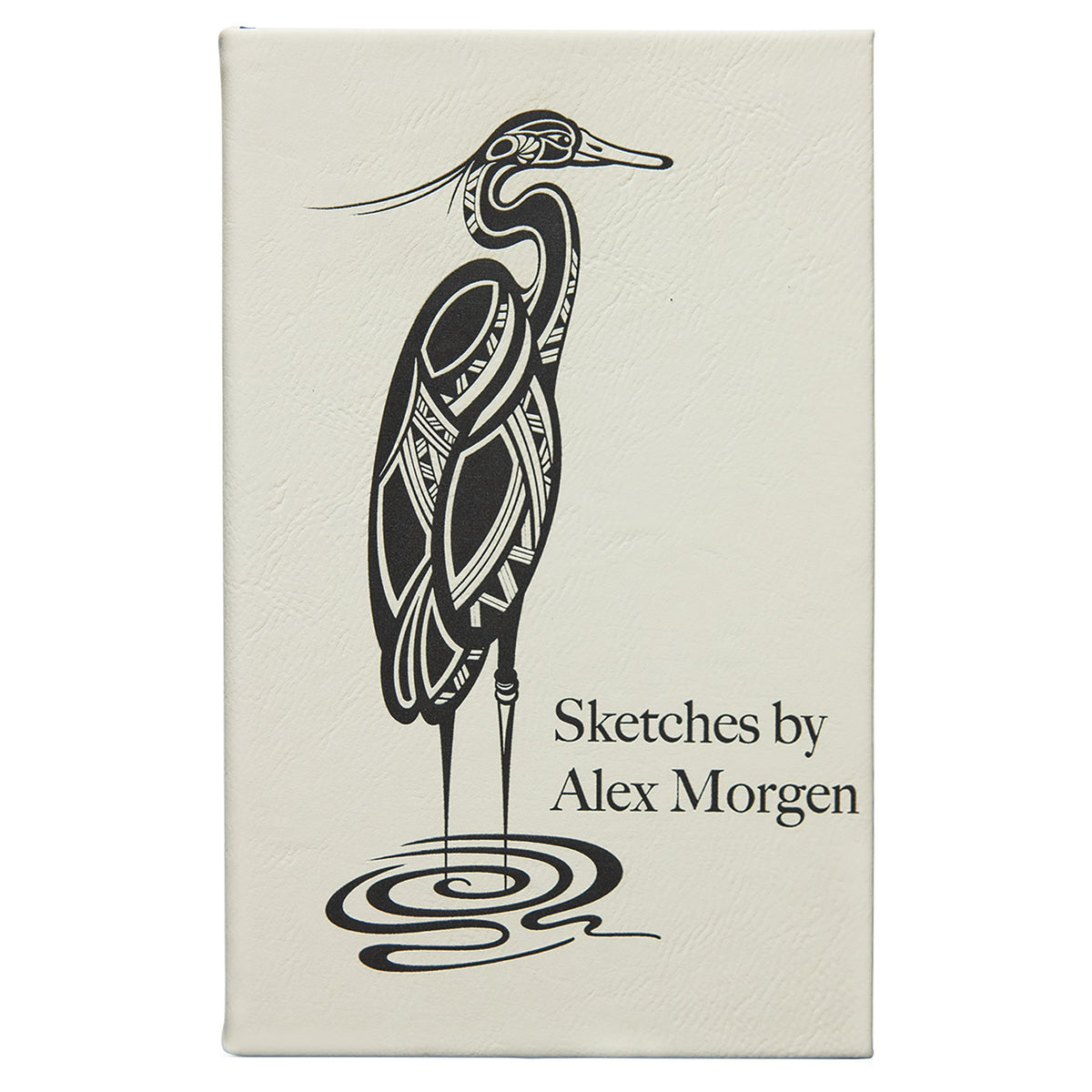 Engraved Leatherette Sketch Book with Unlined Notepad - White / 5 1/4 x 8 1/4 in