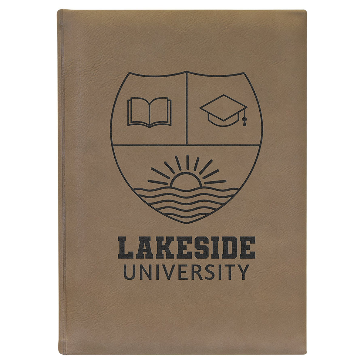 Engraved Leatherette Journal with Lined Notepad - Light Brown / 7 x 9 3/4 in