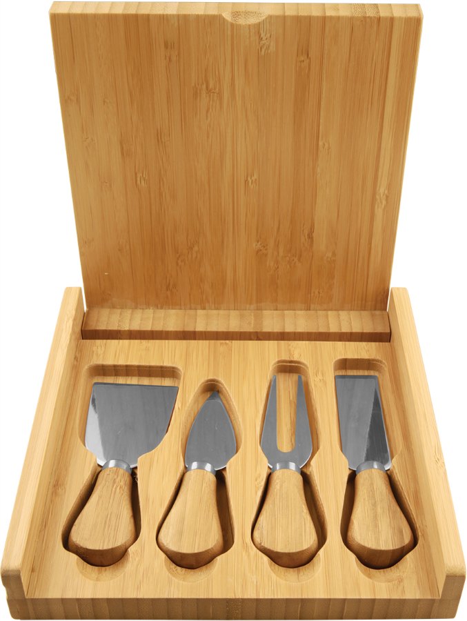Engraved Bamboo Cheese Set with 4 Tools