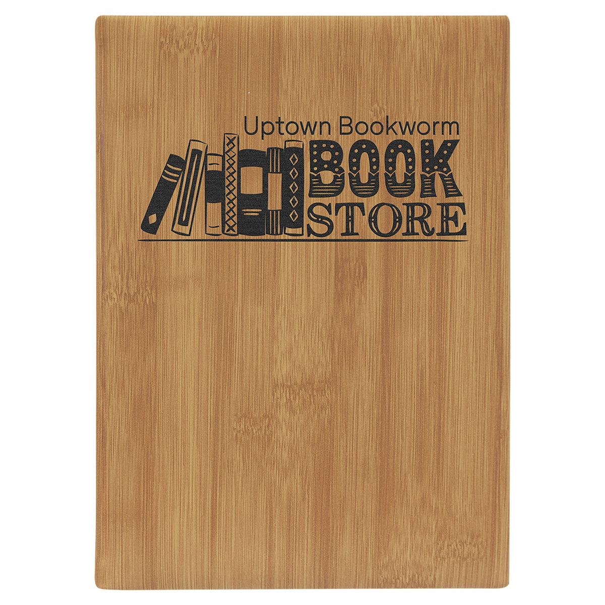 Engraved Leatherette Journal with Lined Notepad - Bamboo / 7 x 9 3/4 in
