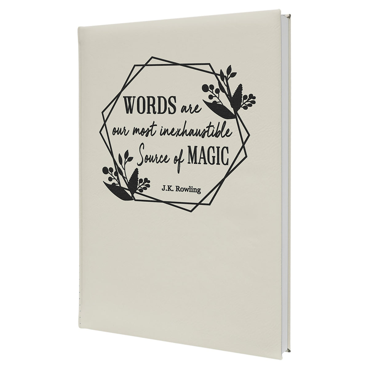 Engraved Leatherette Journal with Lined Notepad - White / 7 x 9 3/4 in