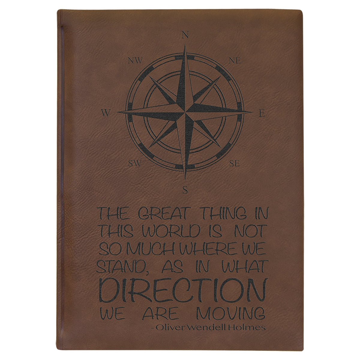 Engraved Leatherette Sketch Book with Unlined Notepad - Dark Brown / 7 x 9 3/4 in