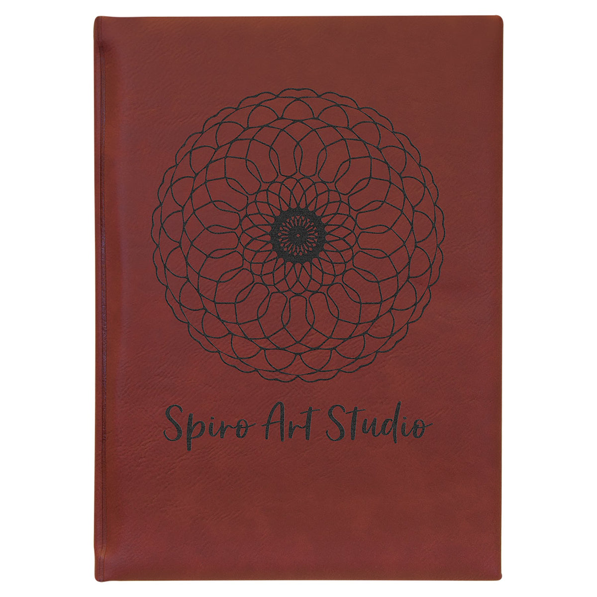 Engraved Leatherette Sketch Book with Unlined Notepad - Rose / 7 x 9 3/4 in