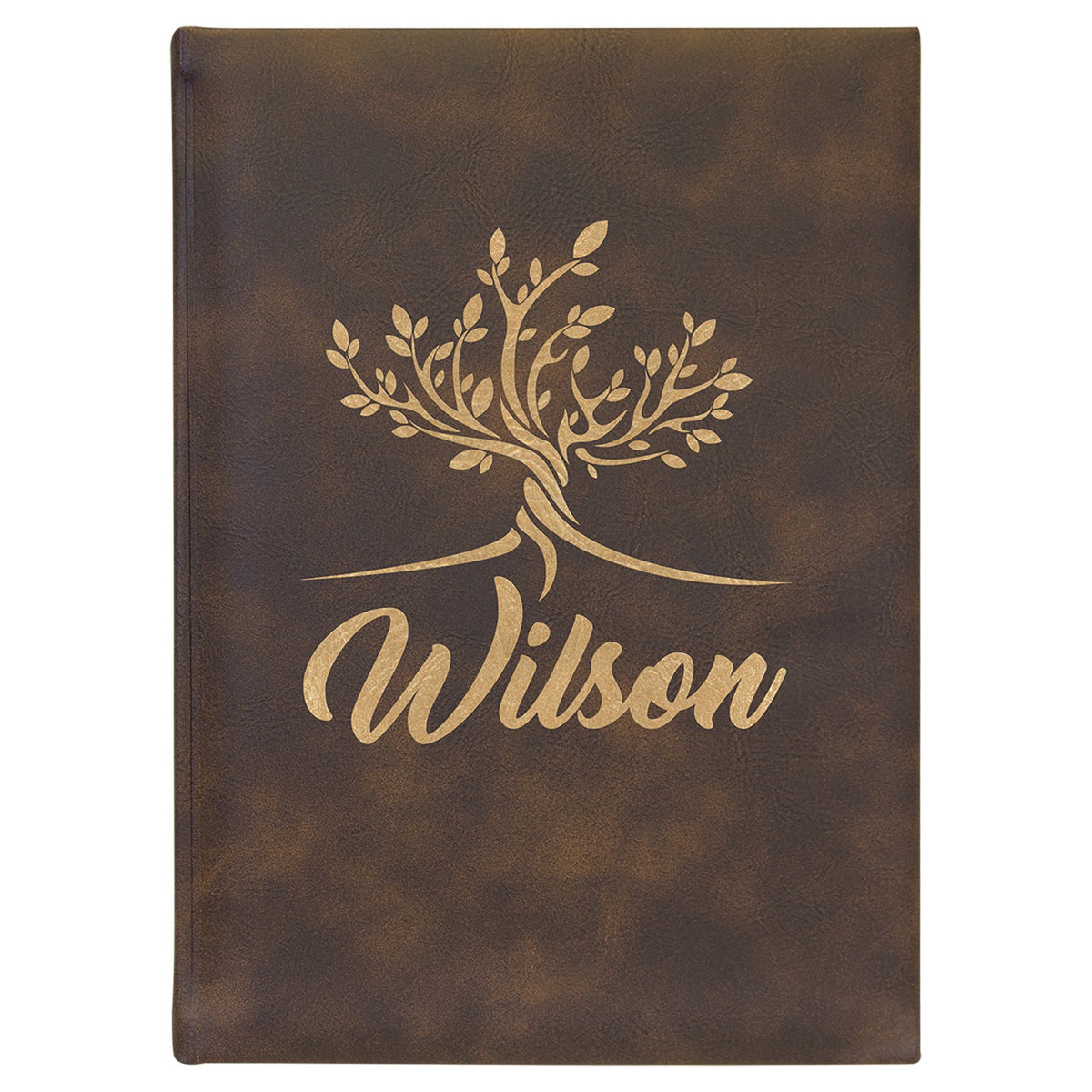 Engraved Leatherette Sketch Book with Unlined Notepad - Rustic/Gold / 7 x 9 3/4 in