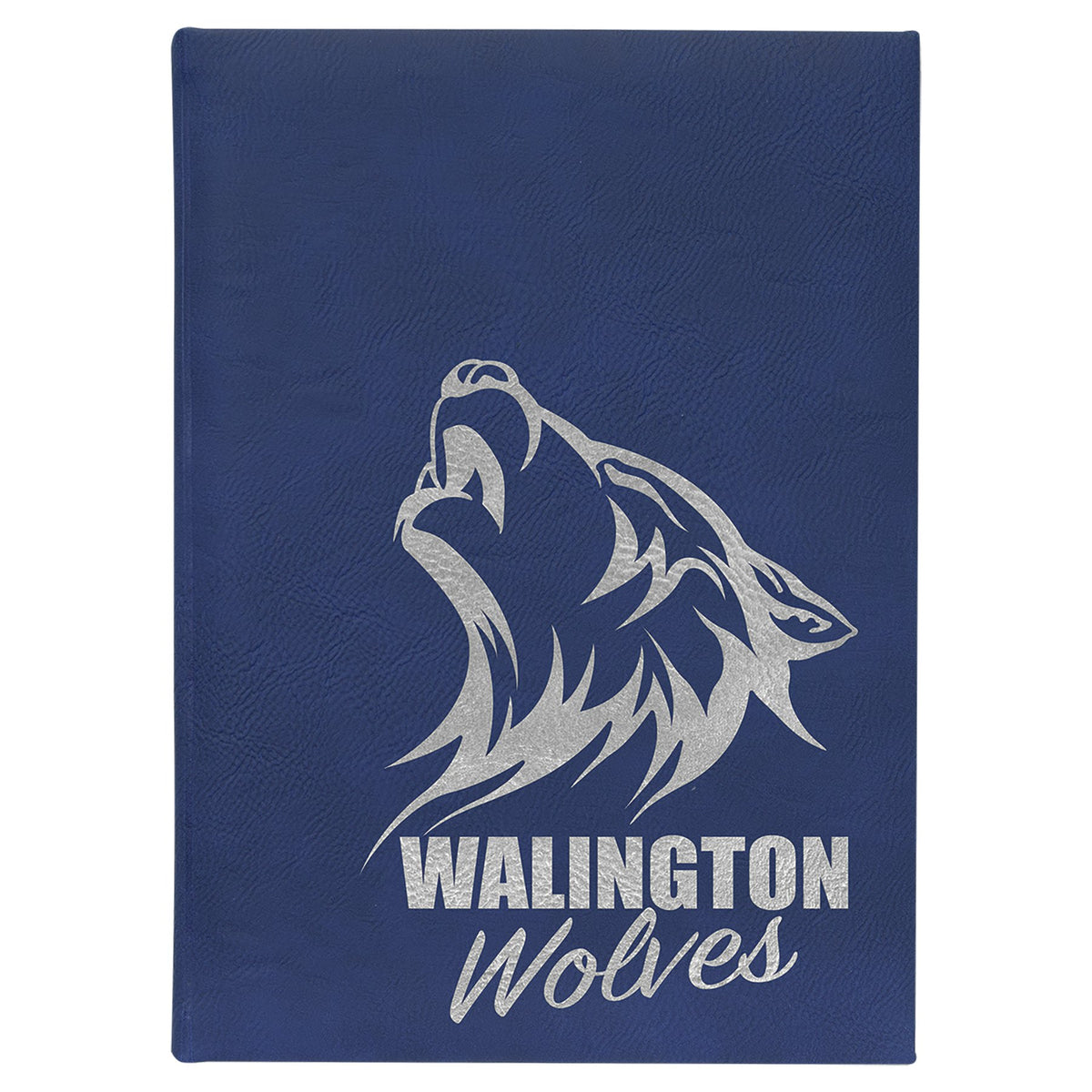 Engraved Leatherette Sketch Book with Unlined Notepad - Blue/Silver / 7 x 9 3/4 in