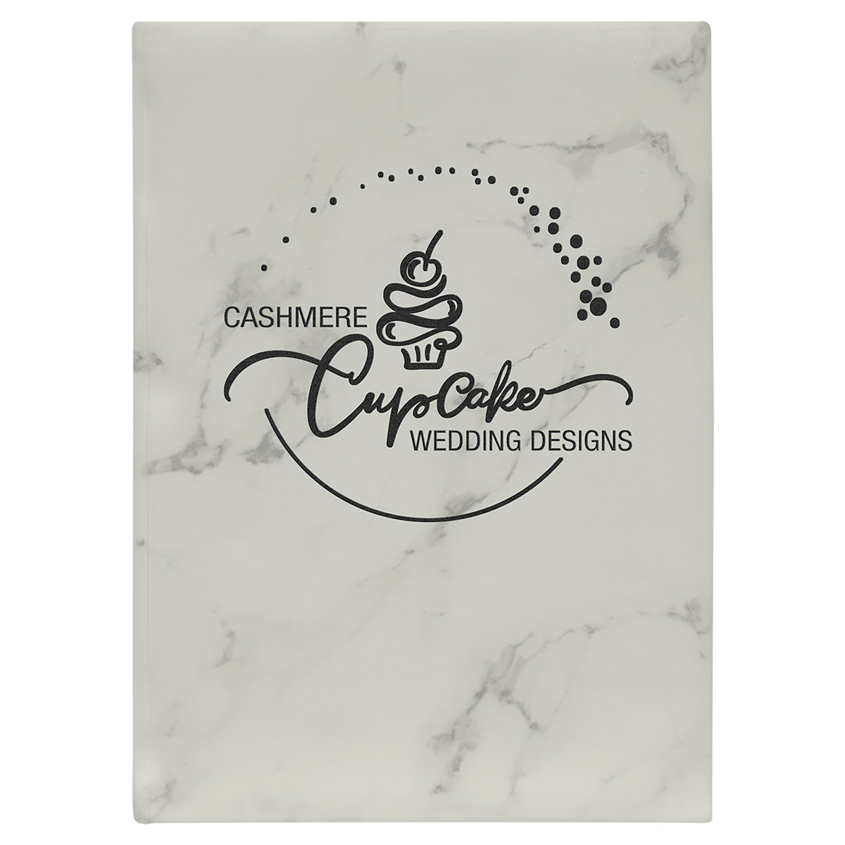Engraved Leatherette Sketch Book with Unlined Notepad - White Marble / 7 x 9 3/4 in