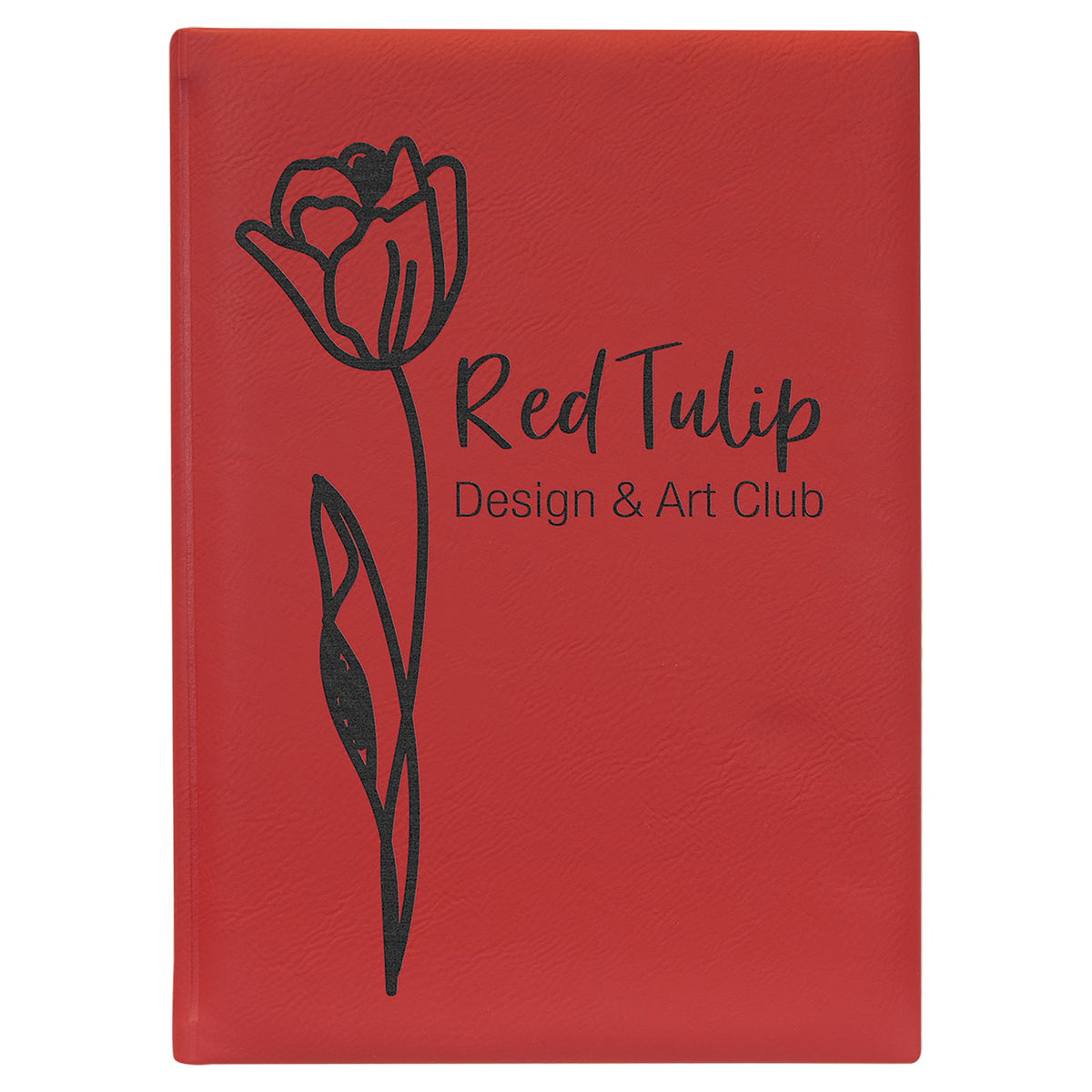 Engraved Leatherette Sketch Book with Unlined Notepad - Red / 7 x 9 3/4 in