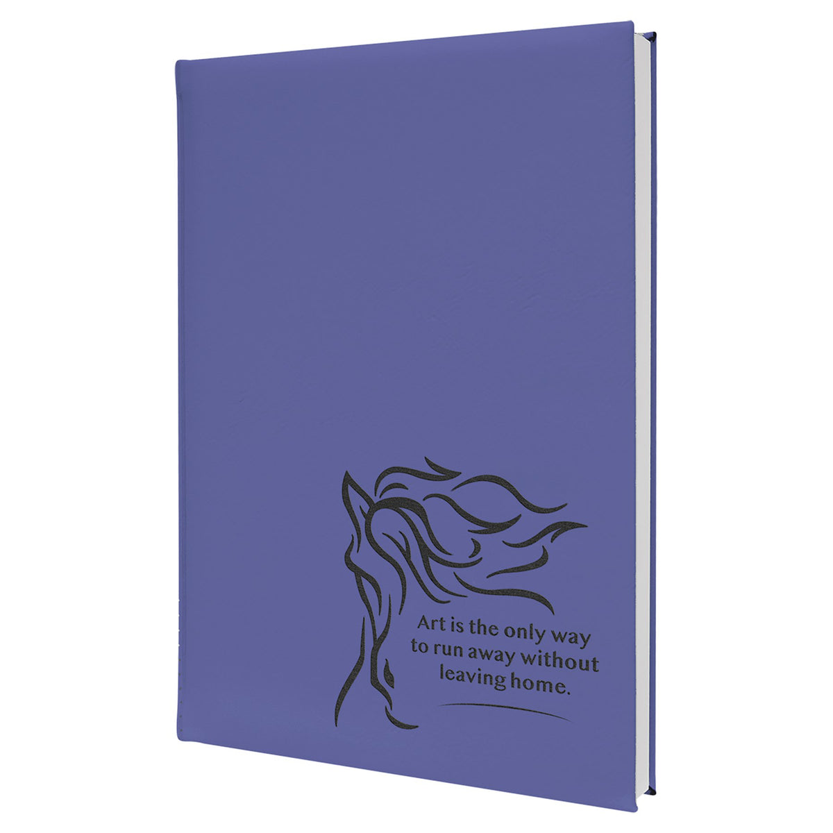 Engraved Leatherette Sketch Book with Unlined Notepad - Purple / 7 x 9 3/4 in