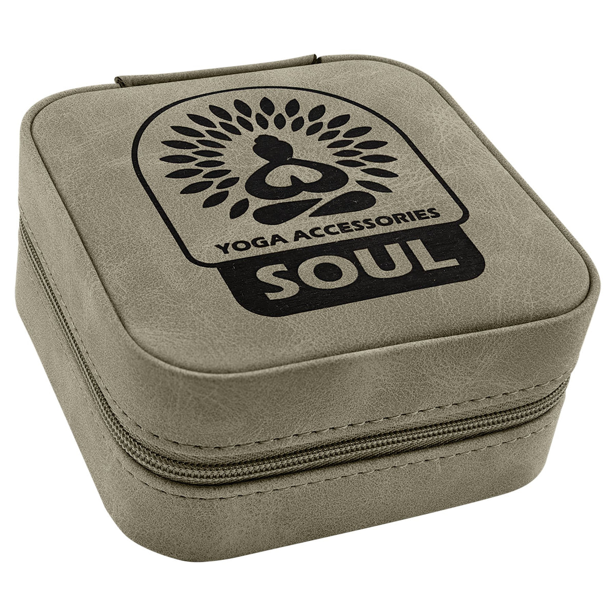 Engraved Creekside Leatherette Travel Jewelry Box - Light Green