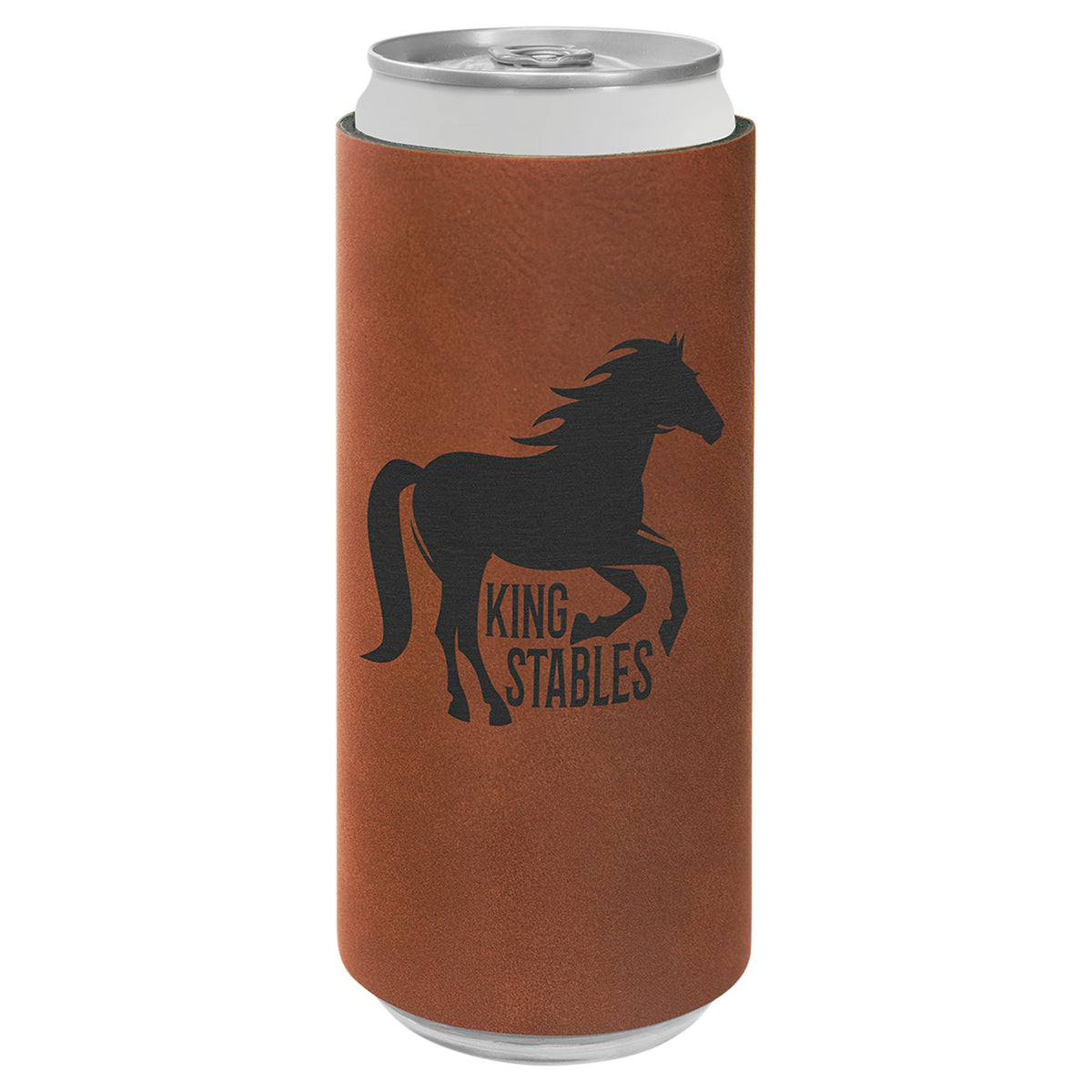 Engraved Leatherette Slim Beverage Holder - Rawhide