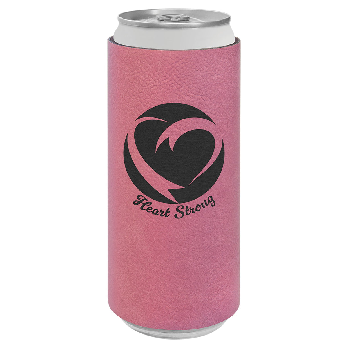 Engraved Leatherette Slim Beverage Holder - Pink