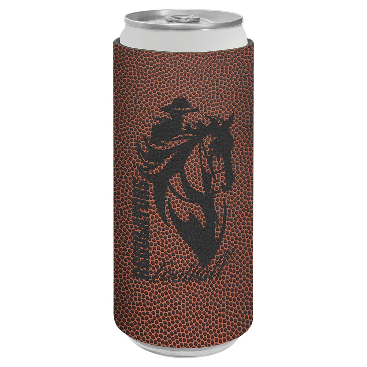 Engraved Football Leatherette Slim Beverage Holder