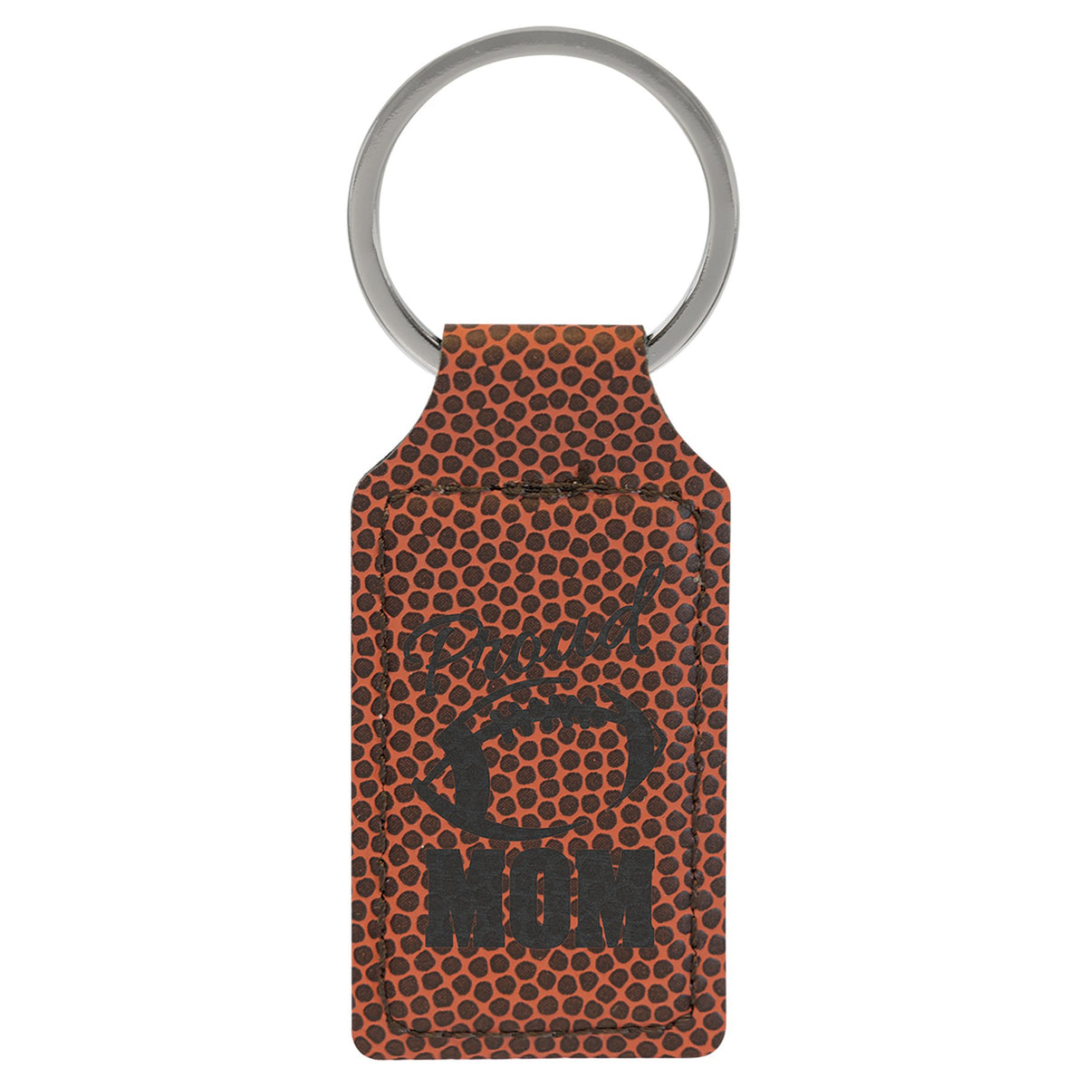 Engraved Football Leatherette Rectangle Keychain