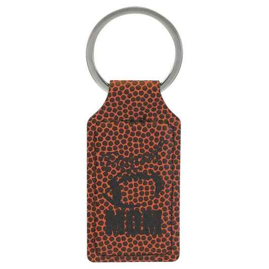 Engraved Football Leatherette Rectangle Keychain