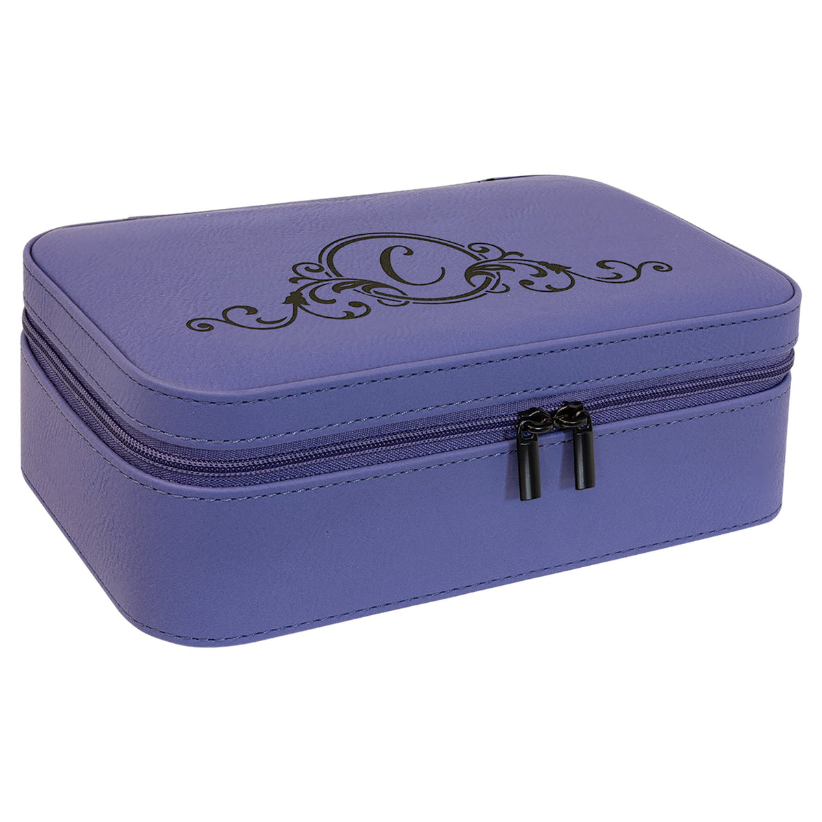 Engraved Leatherette Jewelry Box - Purple