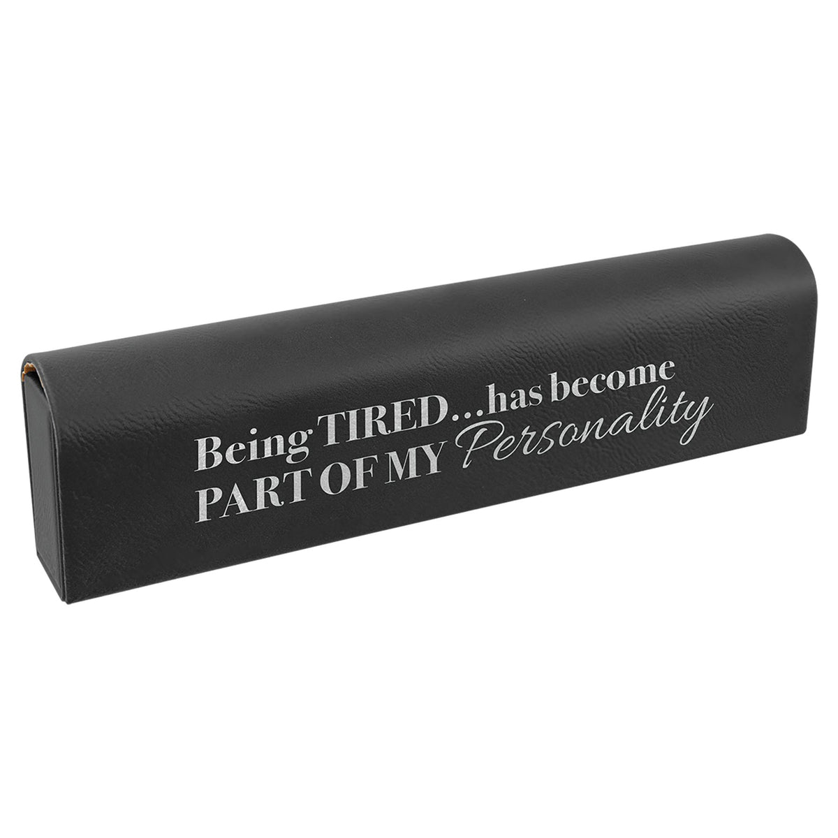 Engraved Leatherette Pill Box - Black/Silver / 9 3/4 x 2 1/2 x 1 3/16 in