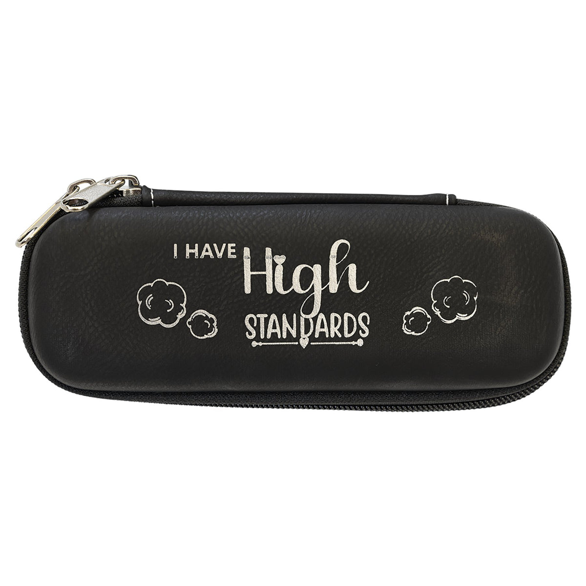 Engraved Leatherette Smoke Case - Black/Silver / 7 x 2 1/2 x 1 3/4 in