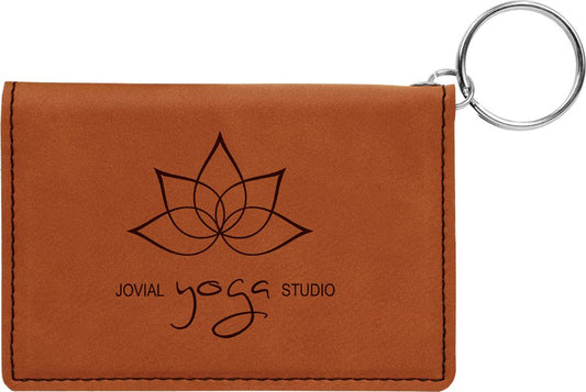 Engraved Leatherette Keychain ID Holder - Rawhide