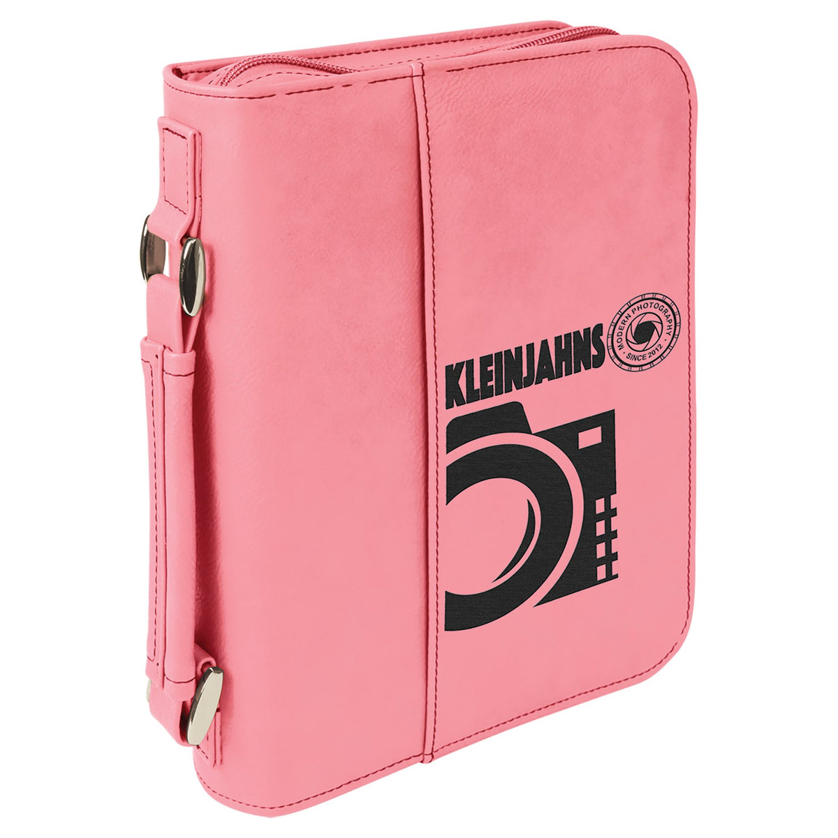 Engraved Leatherette Book and Bible Cover with Handle and Zipper - Pink / 6 3/4 x 9 1/4 in