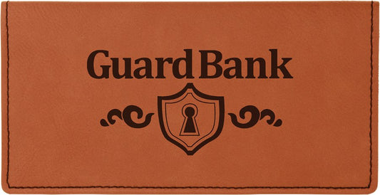 Engraved Leatherette Checkbook Cover - Rawhide