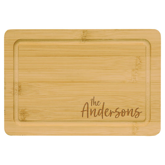 Engraved Bamboo Cutting Board with Drip Ring - 9 x 6 in