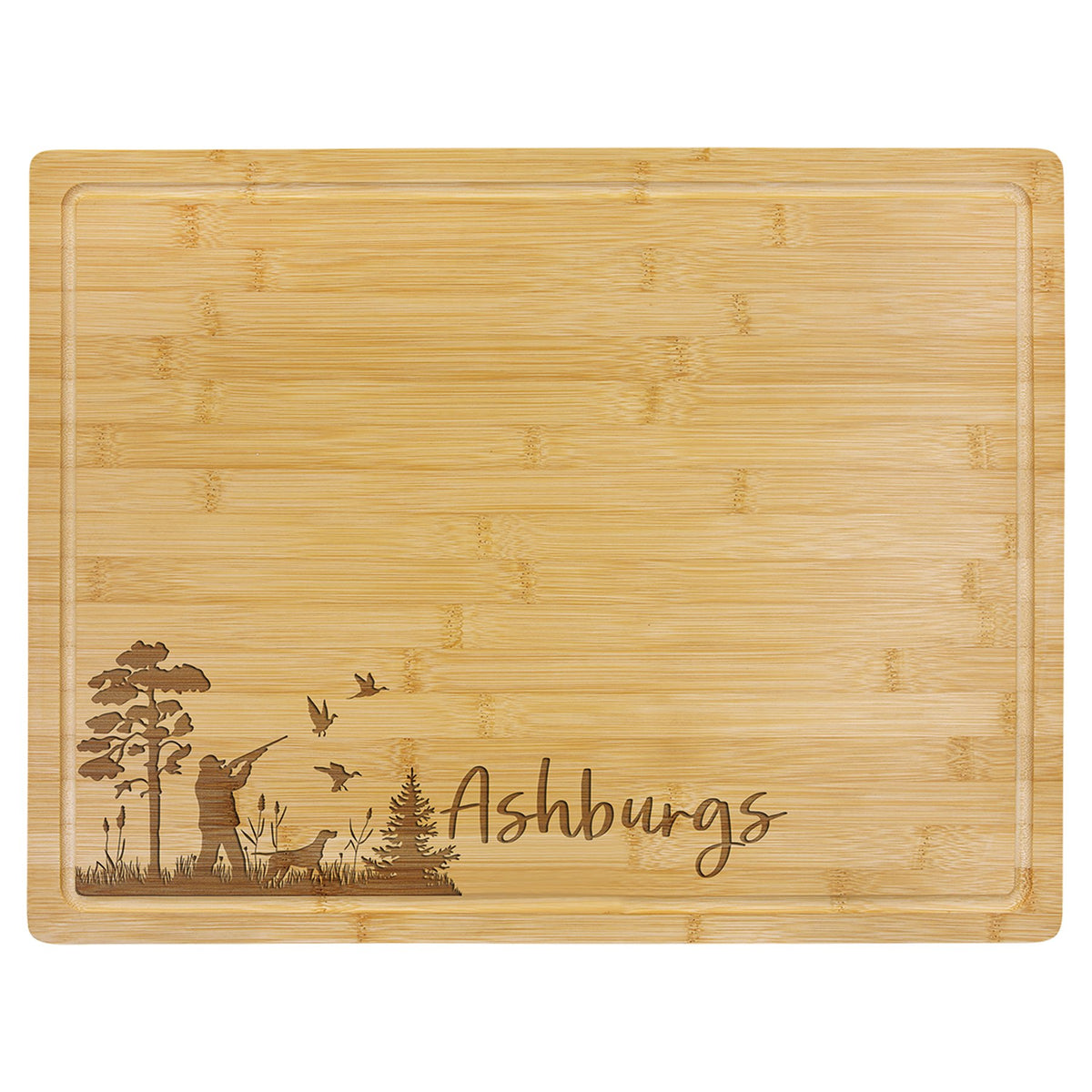 Engraved Bamboo Cutting Board with Drip Ring - 19 3/4 x 15 in