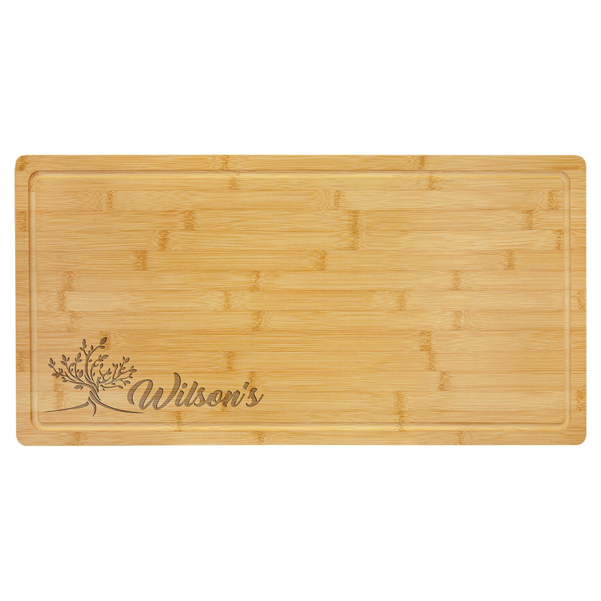 Engraved Bamboo Cutting Board with Drip Ring - 23 3/4 x 12 in