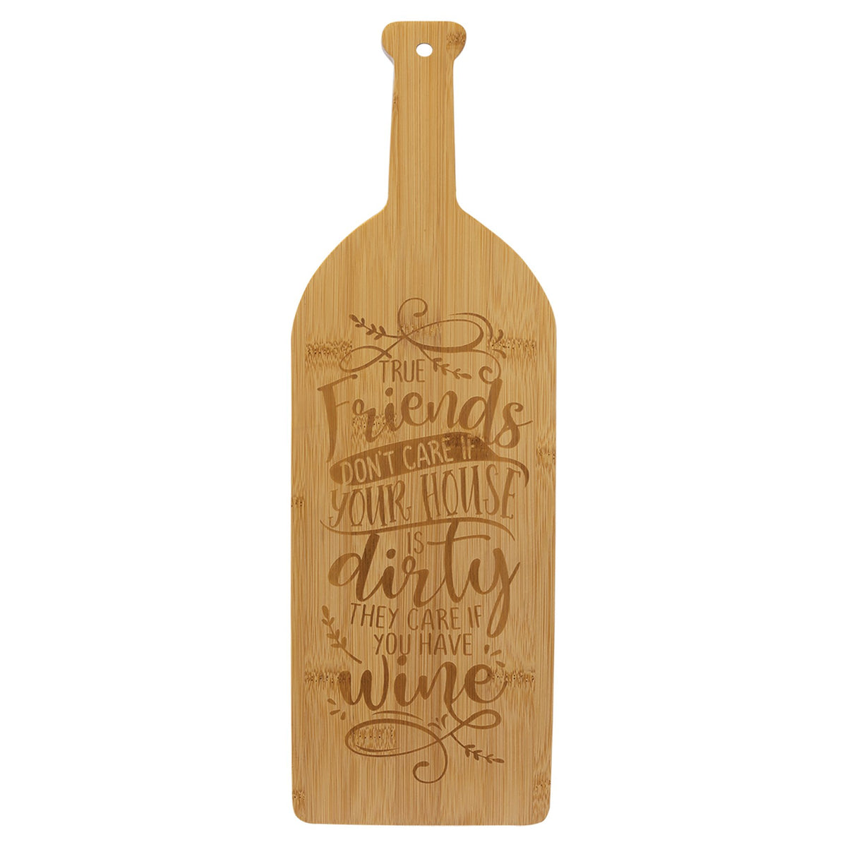 Engraved Bamboo Wine Bottle Cutting Board
