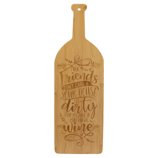 Engraved Bamboo Wine Bottle Cutting Board