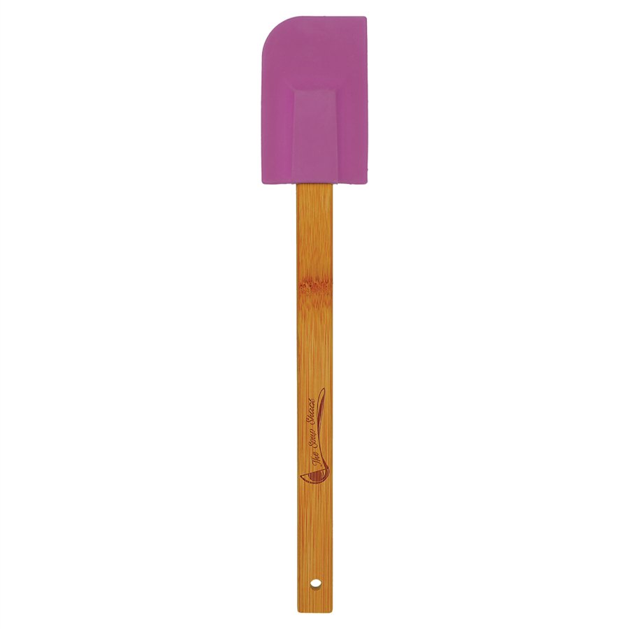 Engraved Silicone Spatula with Bamboo Handle - Purple