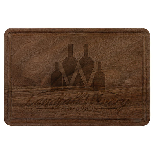 Engraved Walnut Cutting Board with Drip Ring - 9 x 6 in