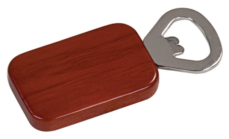 Engraved Rosewood Finish Magnetic Rectangle Bottle Opener