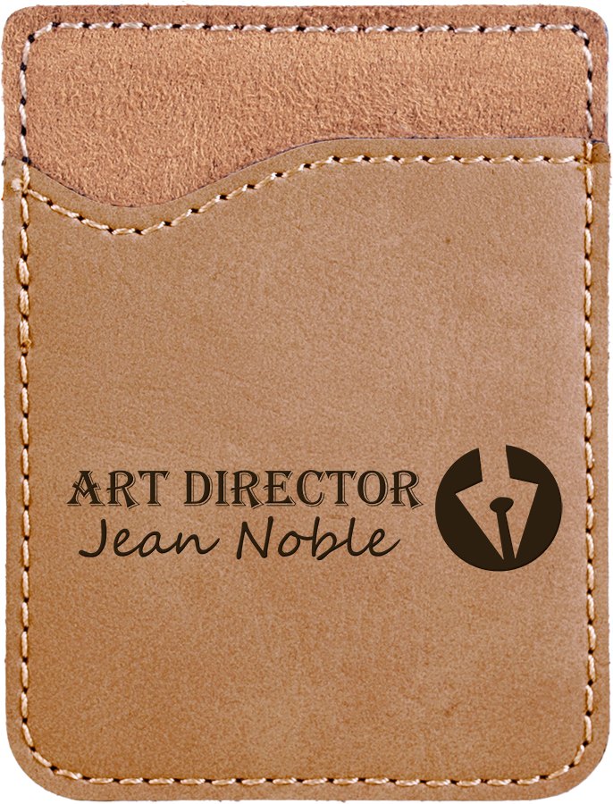 Engraved Leatherette Phone Wallet - Light Brown