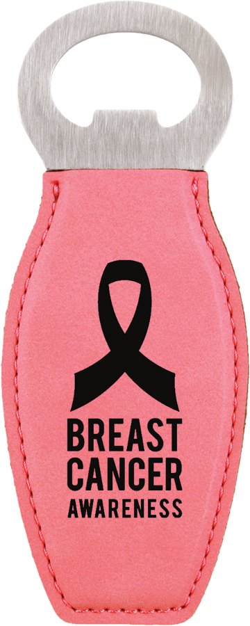 Engraved Leatherette Bottle Opener with Magnet - Pink