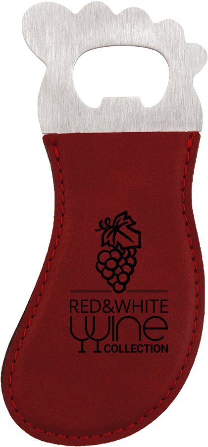 Engraved Leatherette Foot-Shaped Bottle Opener with Magnet - Rose
