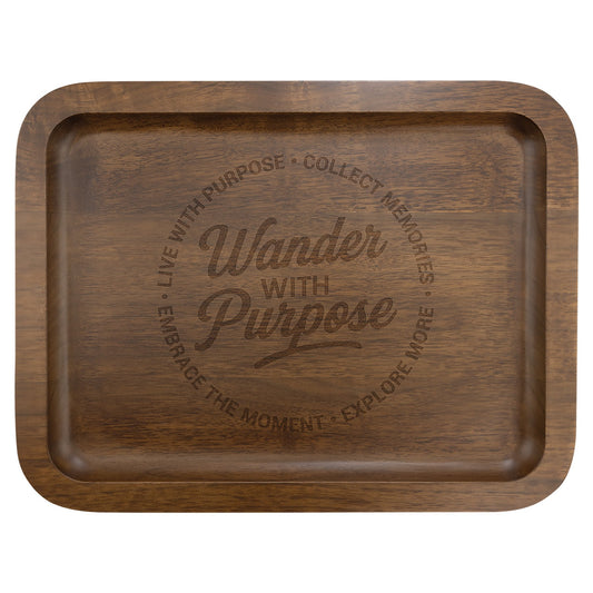 Engraved Walnut Tray with Recessed Center