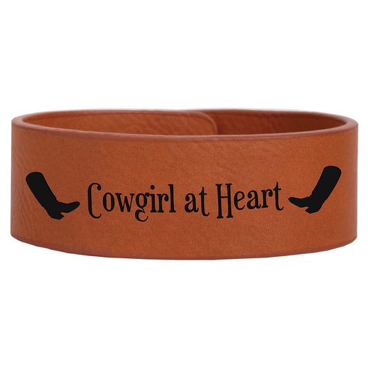 Engraved Leatherette Cuff Bracelet - Rawhide