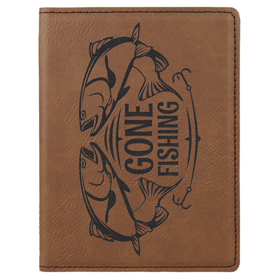 Engraved Leatherette Passport Holder - Dark Brown