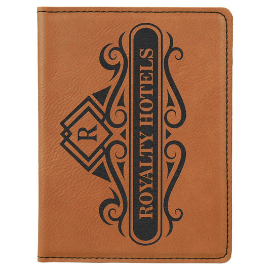 Engraved Leatherette Passport Holder - Rawhide