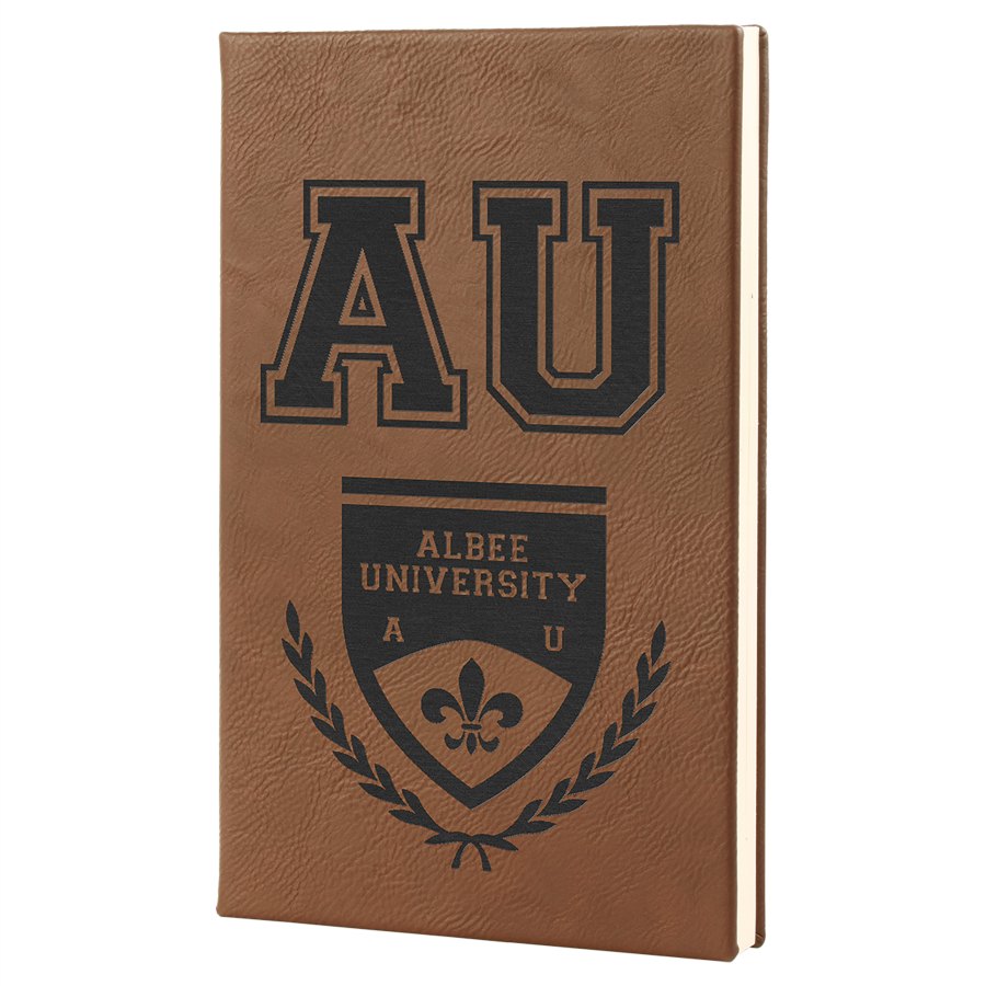 Engraved Leatherette Journal with Lined Notepad - Dark Brown / 5 1/4 x 8 1/4 in