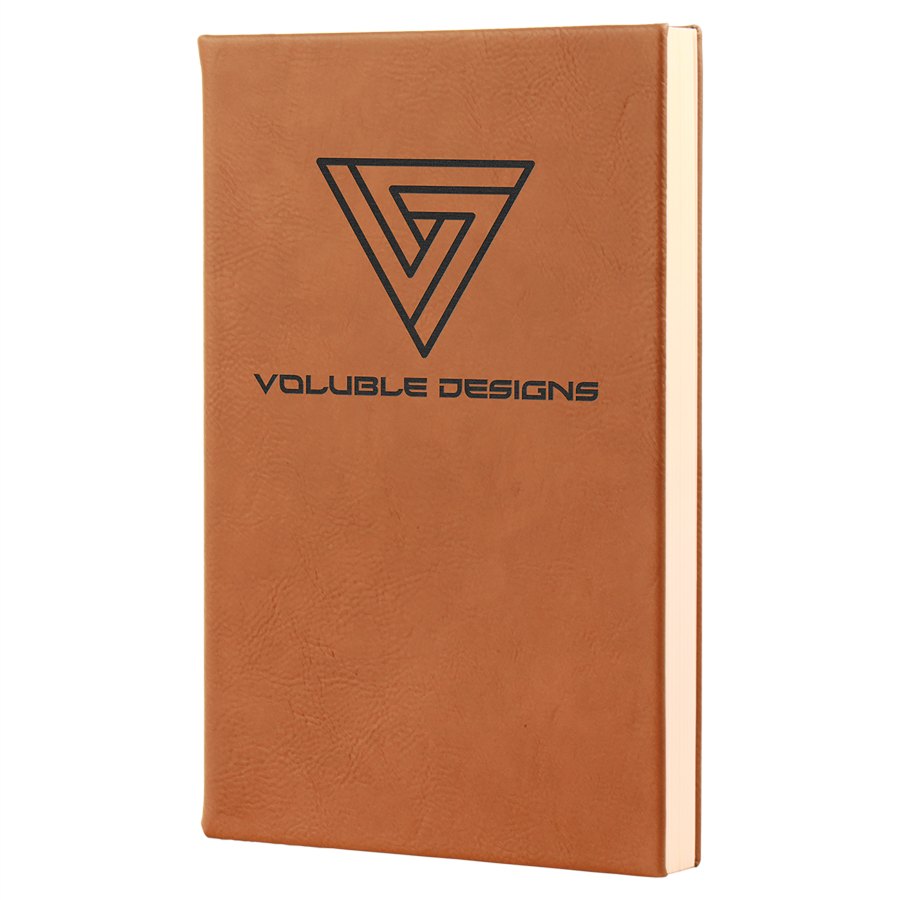 Engraved Leatherette Journal with Lined Notepad - Rawhide / 5 1/4 x 8 1/4 in