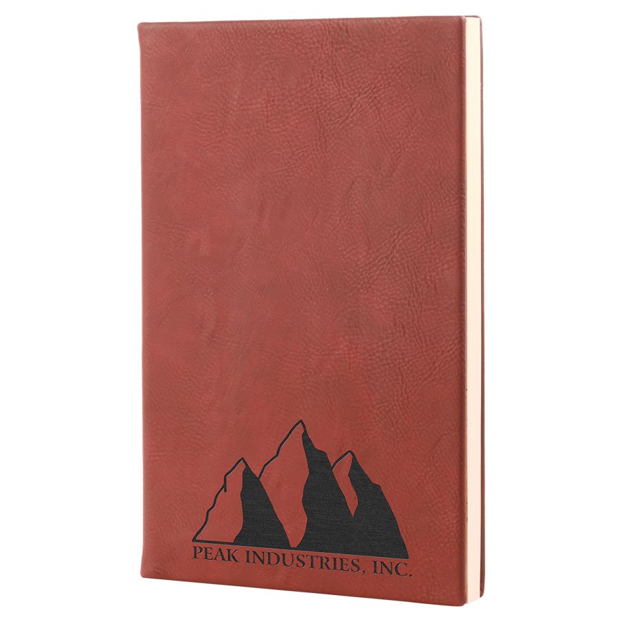 Engraved Leatherette Journal with Lined Notepad - Rose / 5 1/4 x 8 1/4 in