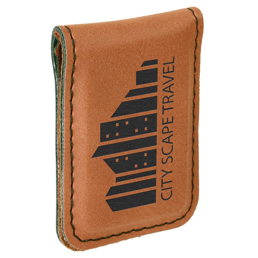 Engraved Leatherette Money Clip - Rawhide