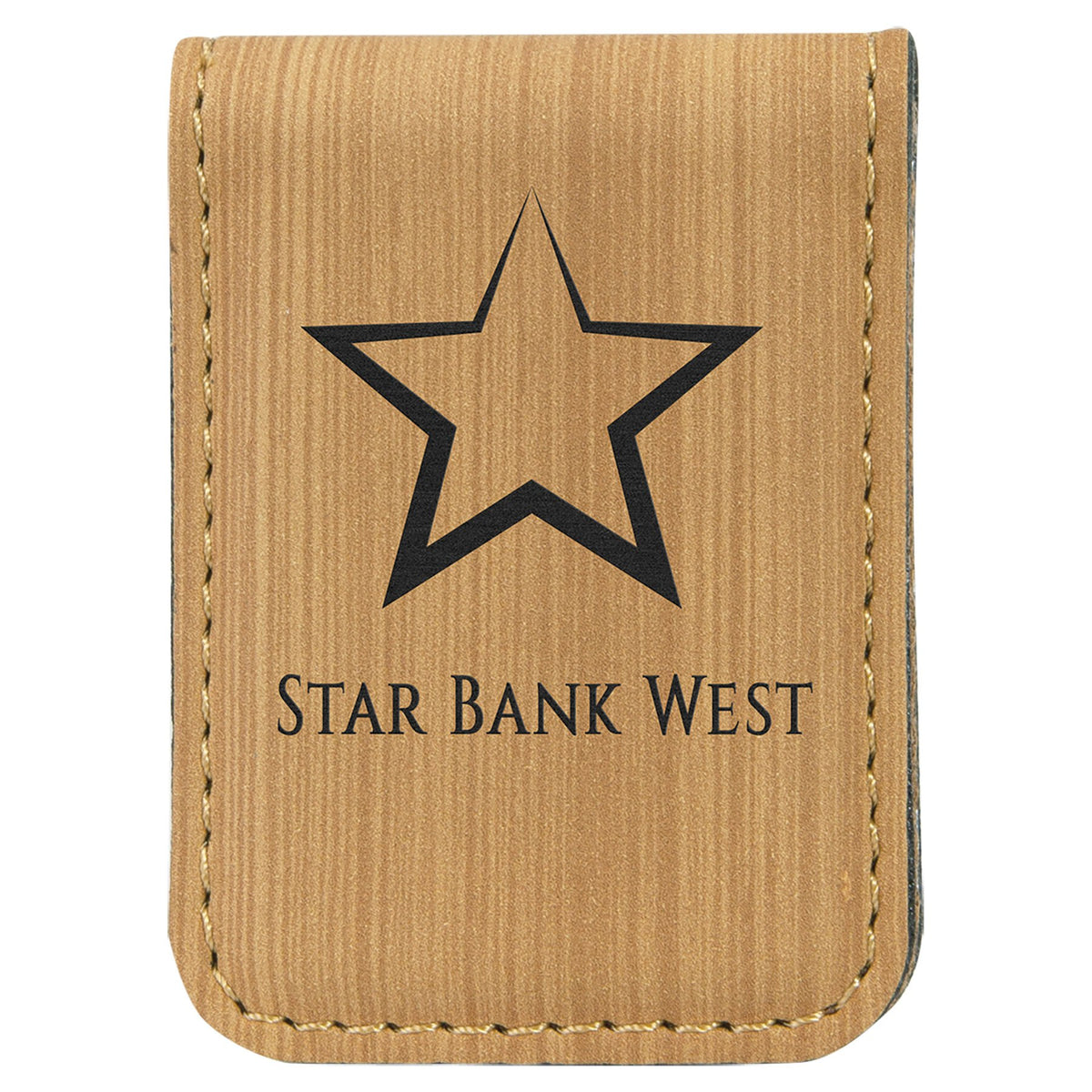 Engraved Leatherette Money Clip - Bamboo