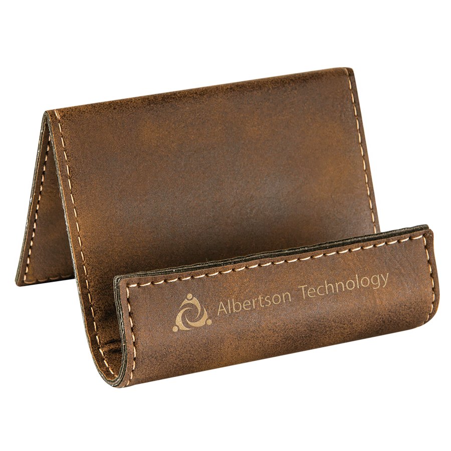 Engraved Leatherette Holder Easel - Rustic/Gold