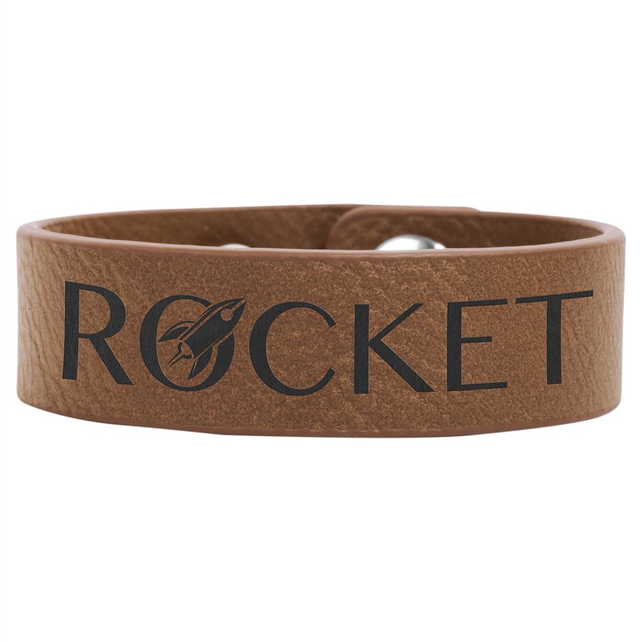 Engraved Leatherette Youth Cuff Bracelet - Dark Brown