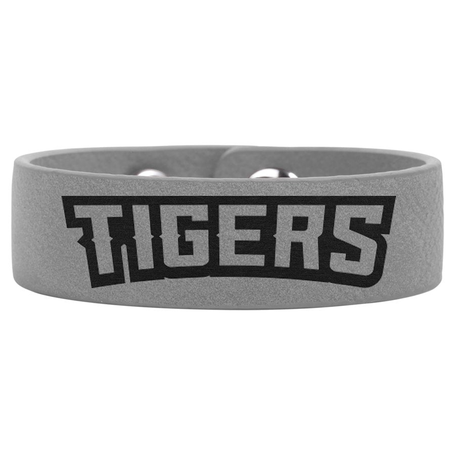 Engraved Leatherette Youth Cuff Bracelet - Gray