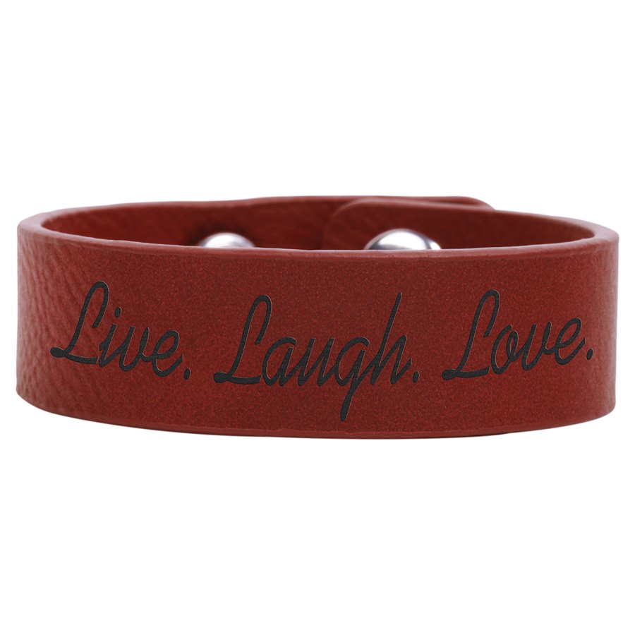 Engraved Leatherette Youth Cuff Bracelet - Rose