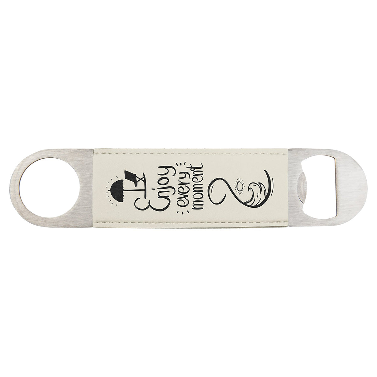Engraved Leatherette Bottle Opener - White