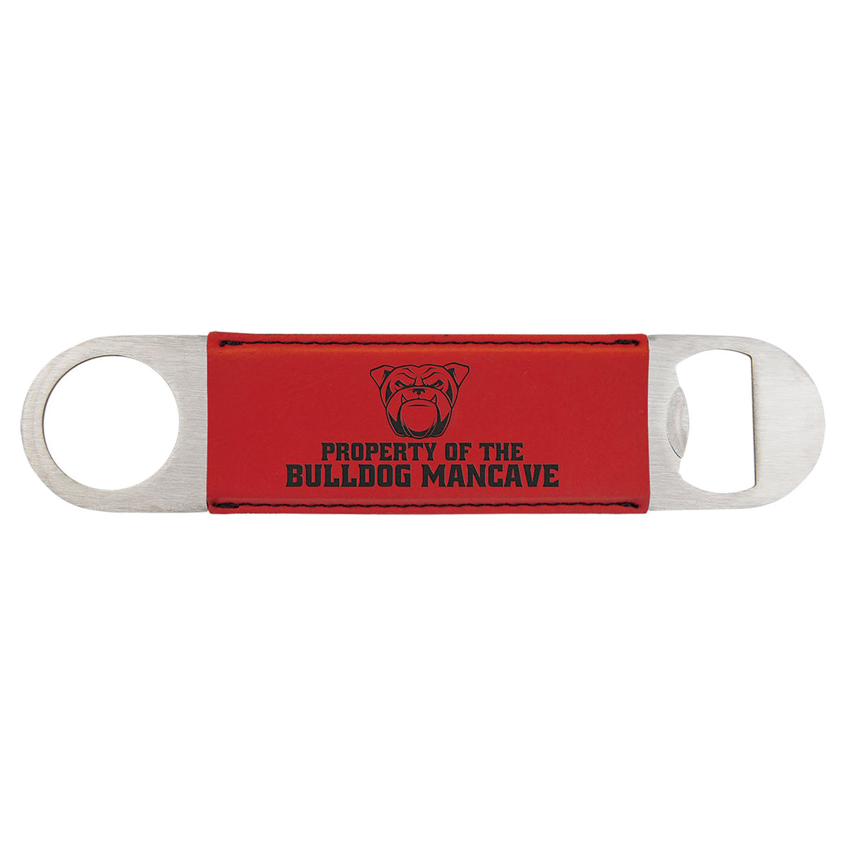 Engraved Leatherette Bottle Opener - Red